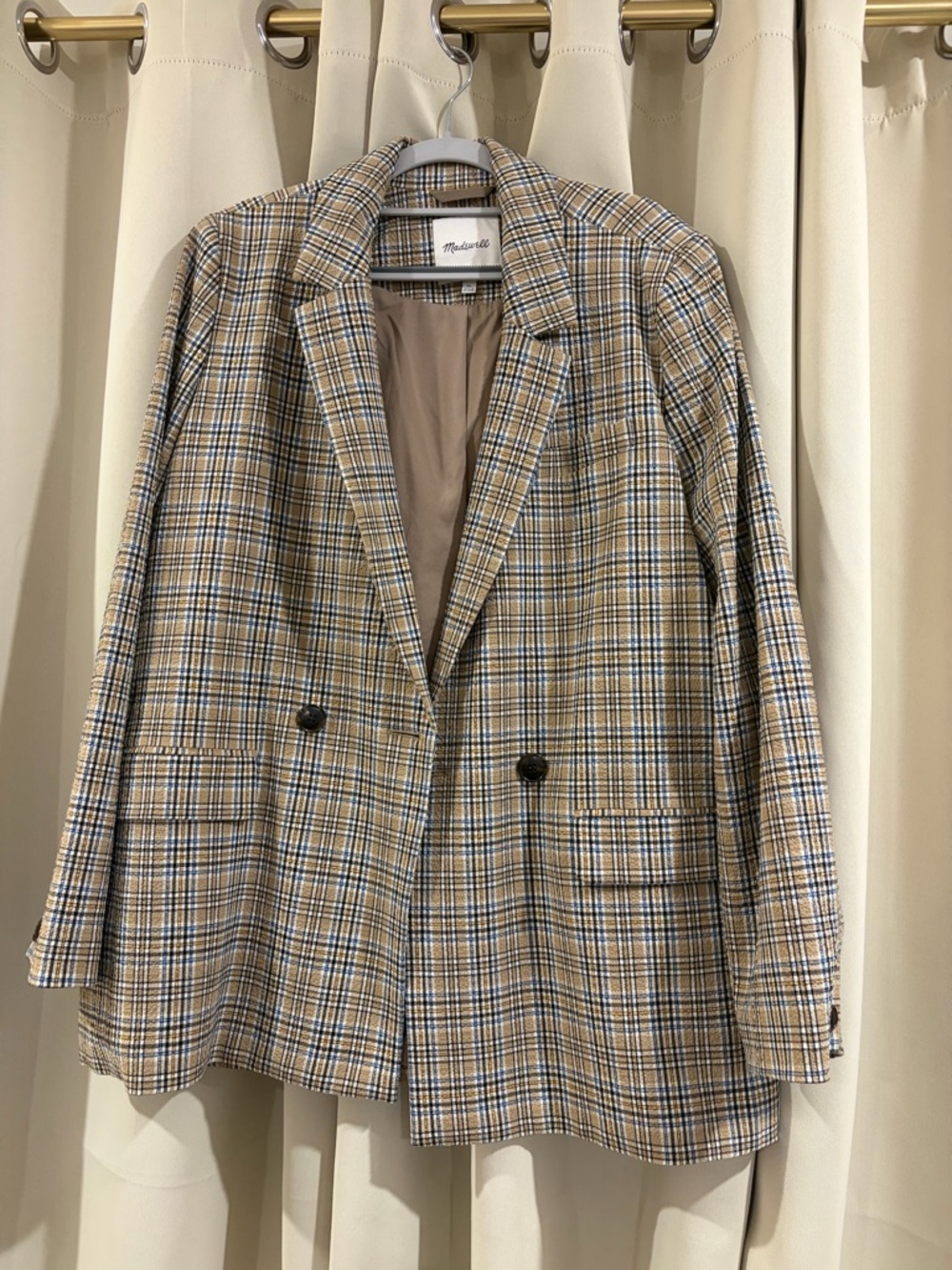 Madewell Plaid Jacket in Tan, Blue & Black